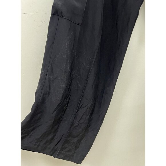 Cynthia Steffe 100% Silk  Wide Leg Pockets jumpsuit Open Top Black Size 12 - Picture 7 of 13